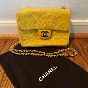 Chanel Yellow Mini Flap Bag in Classic Lambskin